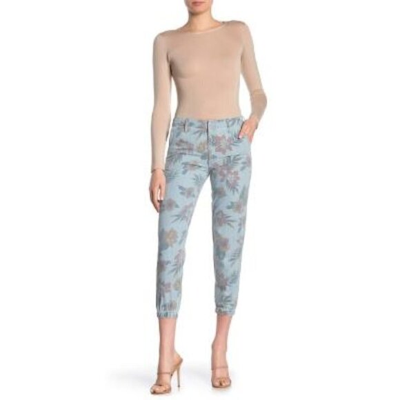 Mother Womens Blue Floral Tropical Mid Rise Lightweight Joggers Pants Sz 27 New - Picture 5 of 11